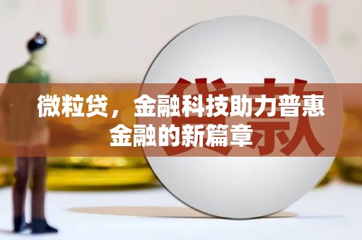 新店微粒贷，金融科技助力普惠金融的新篇章