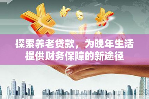 邯郸探索养老贷款，为晚年生活提供财务保障的新途径