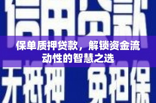 下城保单质押贷款，解锁资金流动性的智慧之选